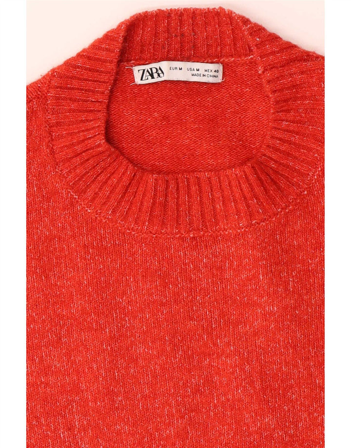 Zara Mens Crew Neck Jumper Sweater Medium Orange