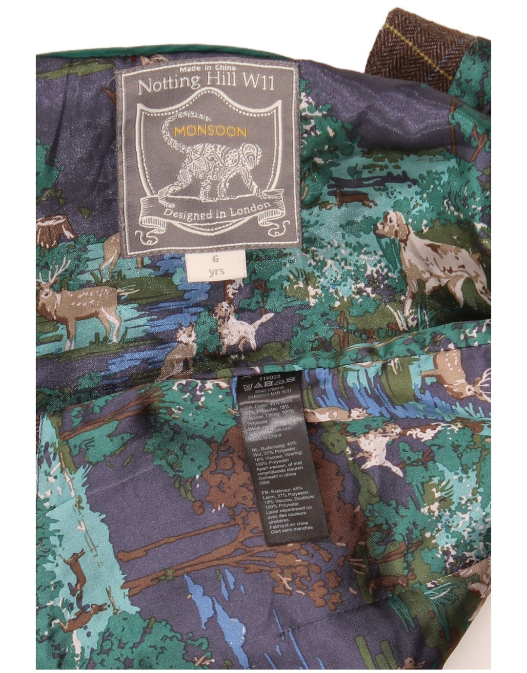 Monsoon Boys Waistcoat 5-6 Years Brown Check Wool