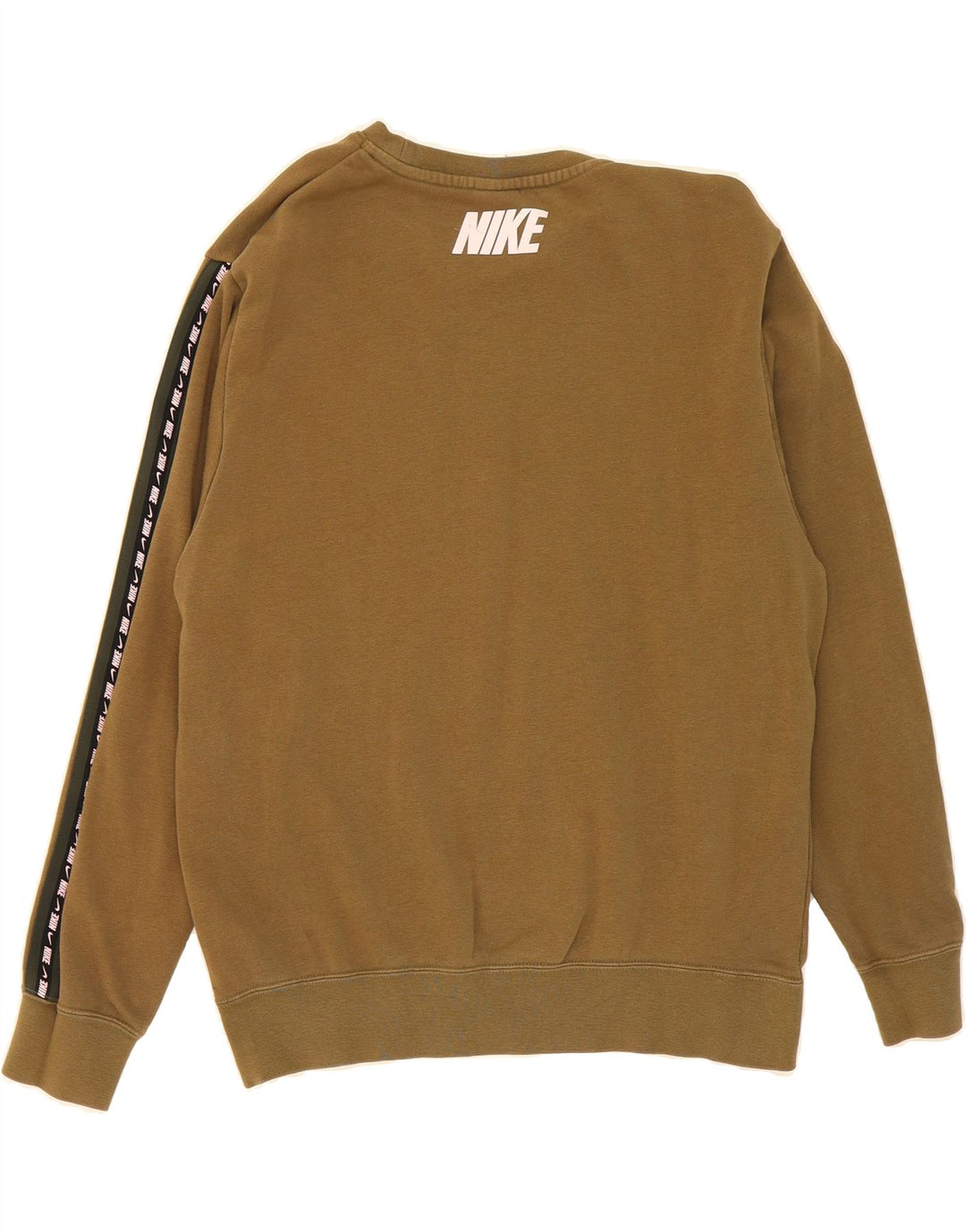 NIKE Mens Graphic Sweatshirt Jumper Medium Khaki Colourblock Cotton Vintage Nike and Second-Hand Nike from Messina Hembry 