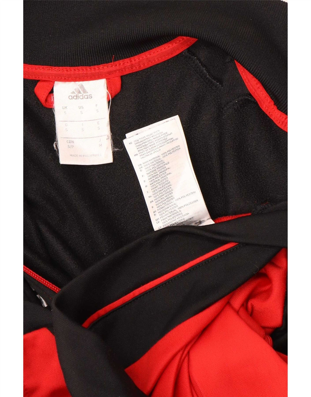 Adidas Mens Tracksuit Top Jacket Small Black Colourblock Polyester