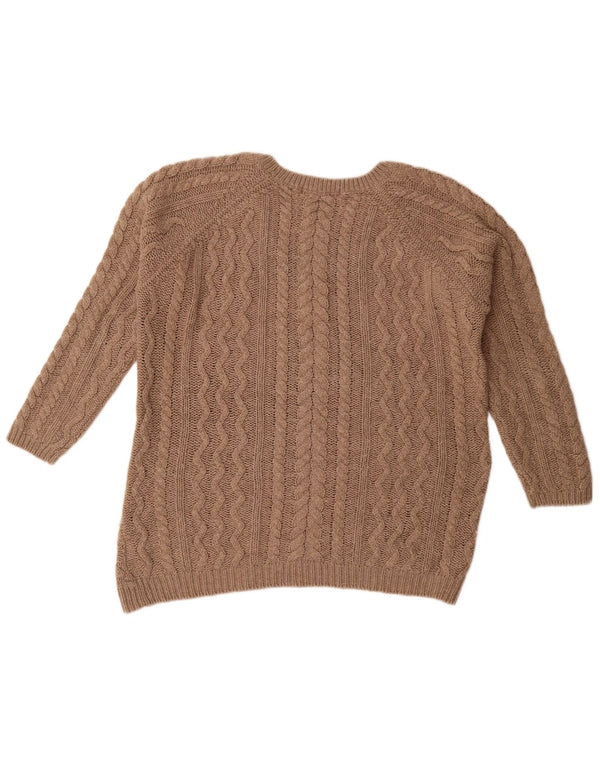 Marks & Spencer Pull surdimensionné à col rond pour femme UK 14 Large Marron