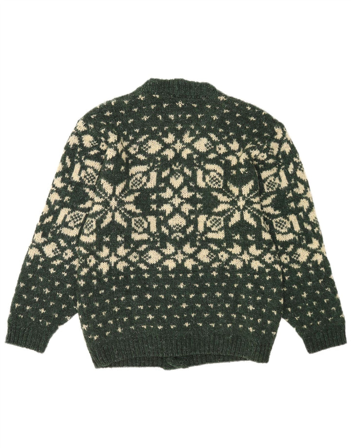 Foxhound Mens Cardigan Sweater Medium Green Fair Isle