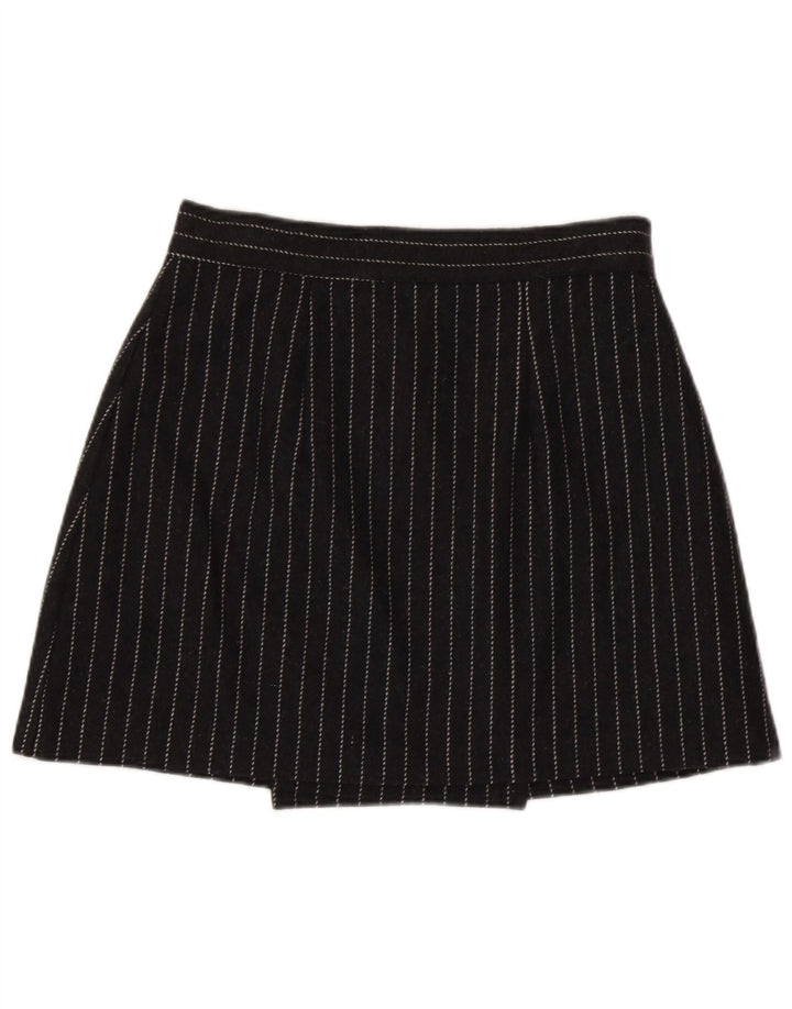 Mini gonna a portafoglio vintage da donna IT 44 media W28 viscosa a righe grigie