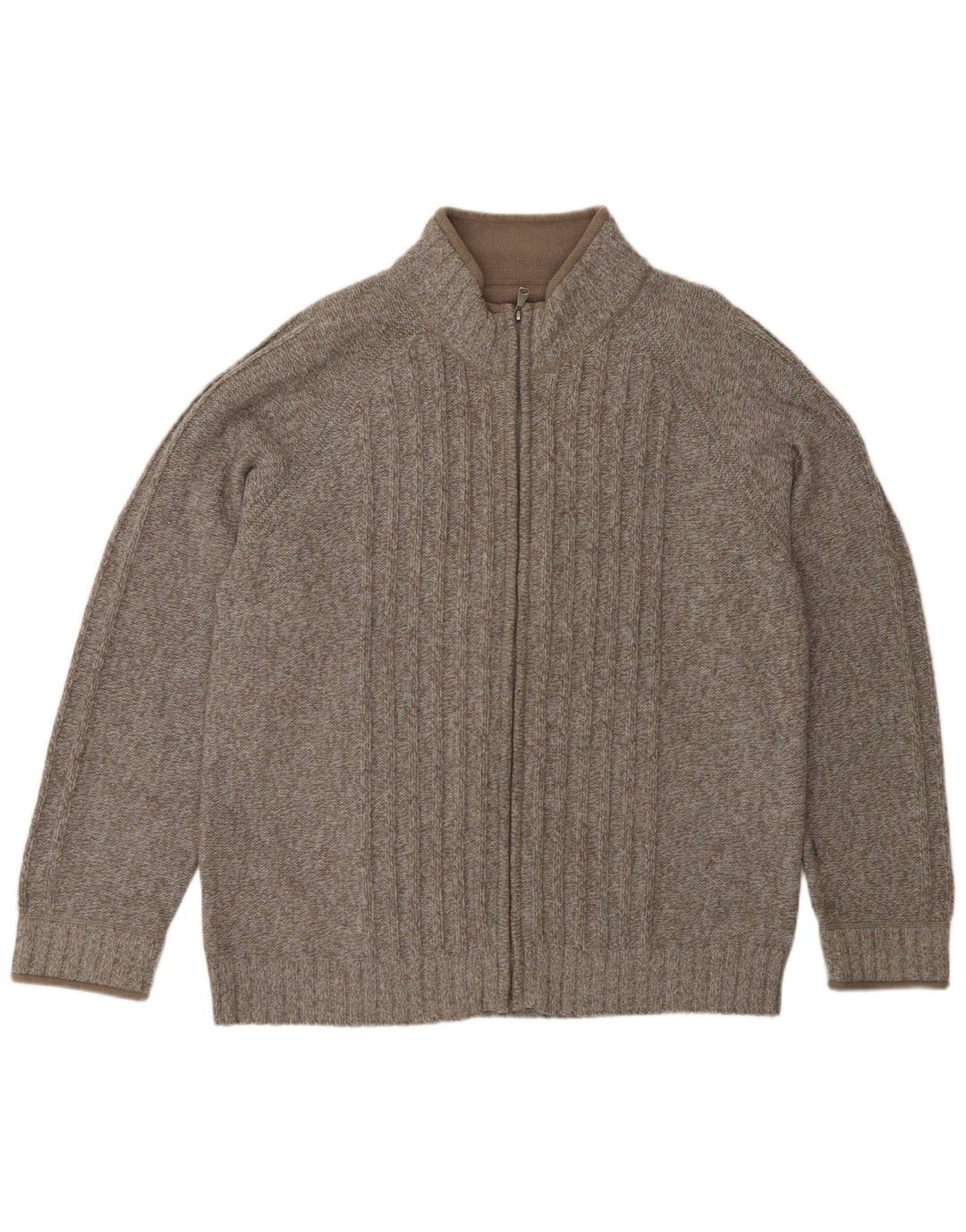 Marks & Spencer Mens Cardigan Sweater Large Brown Flecked Wool