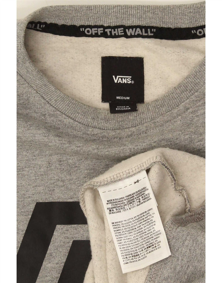Vans Mens Graphic Moletom Jumper Médio Cinza Algodão