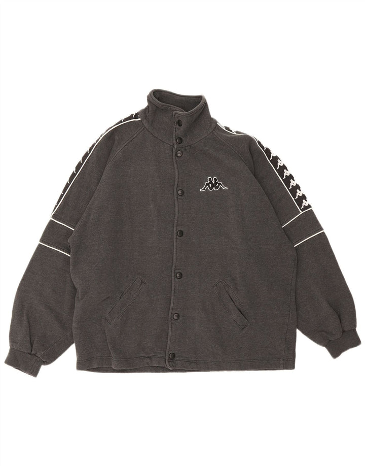 Giacca da tuta grafica da uomo Kappa in cotone color block grigio medio