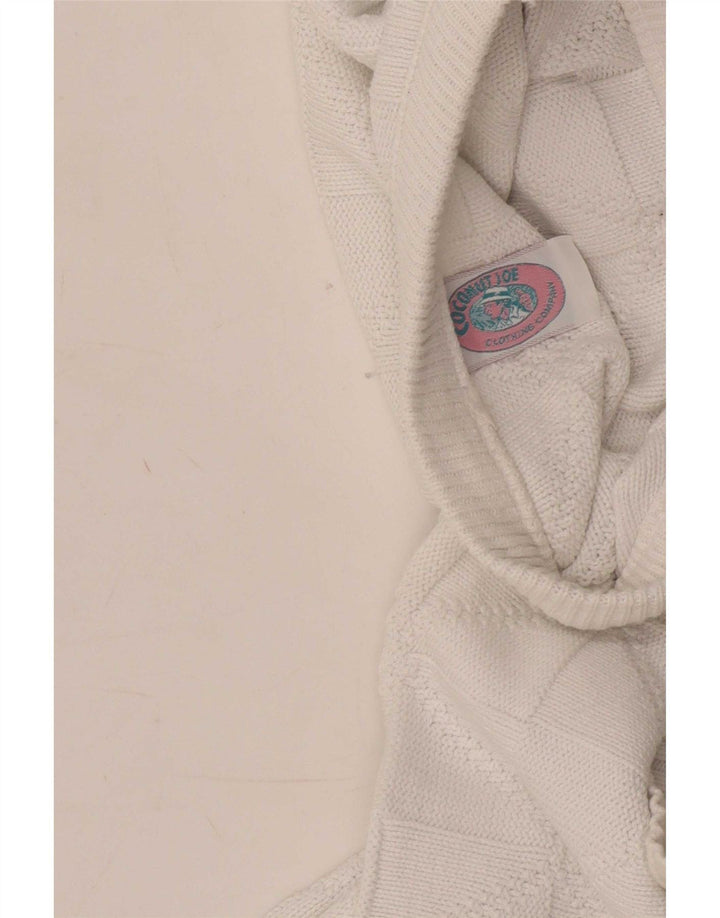 vintage Mens Crew Neck Jumper Pull XL Blanc