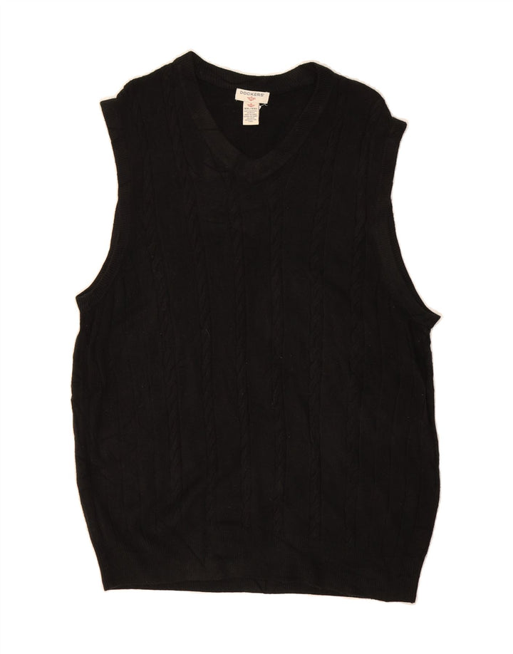 DOCKERS Mens Vest Tank Top 2XL Black Acrylic Vintage Dockers and Second-Hand Dockers from Messina Hembry 