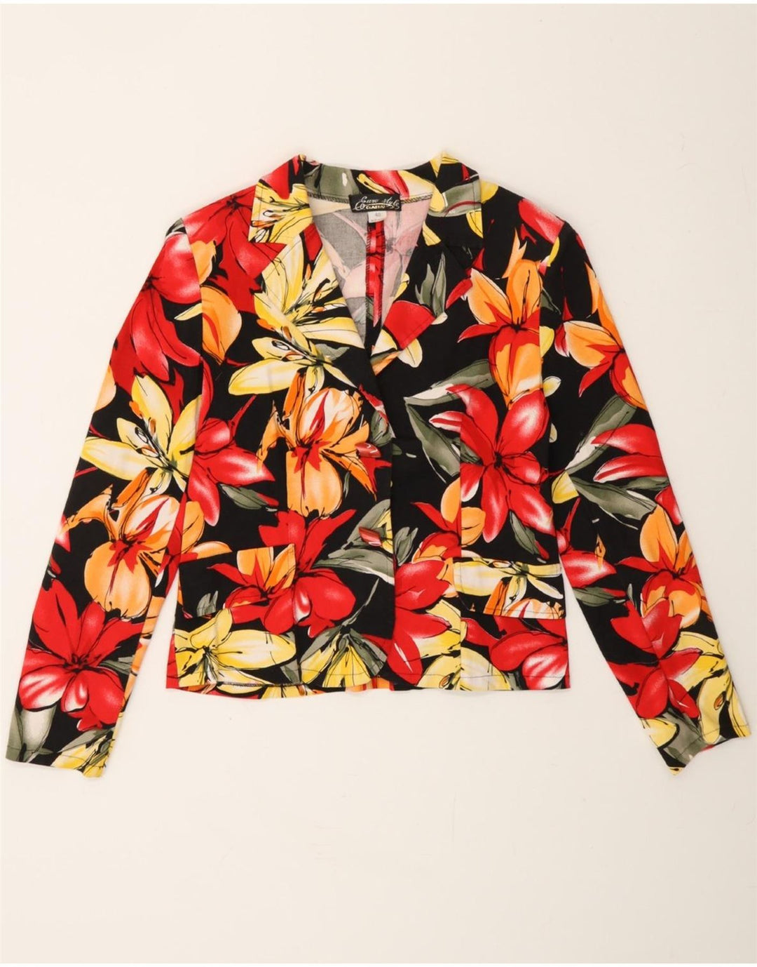 VINTAGE Womens Crop Blazer Jacket IT 40 Small Multicoloured Floral Vintage Vintage and Second-Hand Vintage from Messina Hembry 