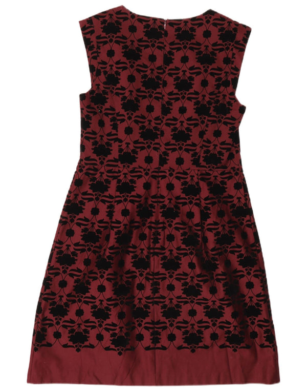 Abito a trapezio senza maniche da donna Oasis UK 14 Cotone floreale bordeaux medio