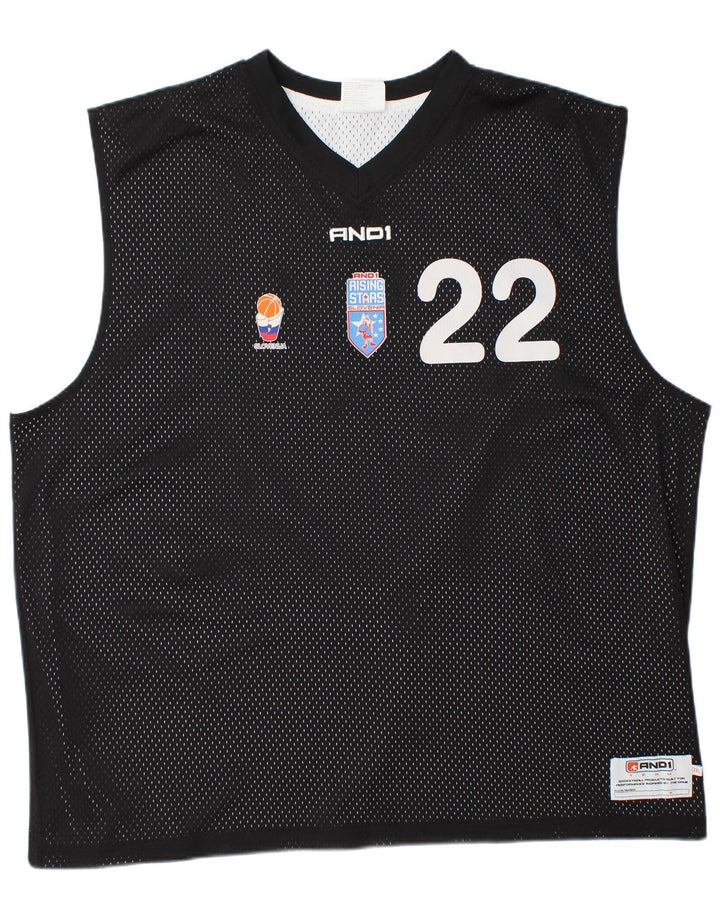 And1 Mens Graphic Vest Top 3XL Black Polyester