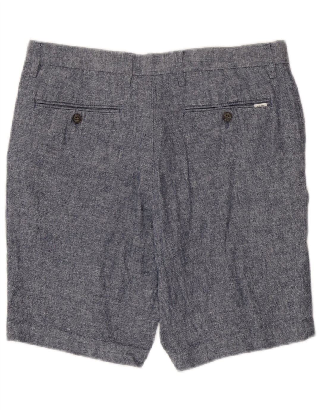 Marks & Spencer Mens Chino Shorts W32 Medium Blue Linen