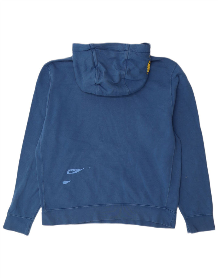 Nike Mens Graphic Hoodie Jumper Medium Blue Cotton