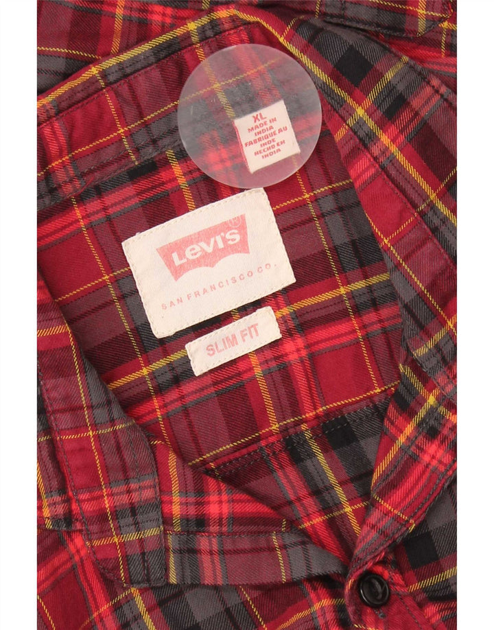 Camicia Levi's da uomo slim fit in flanella XL a quadri rossi