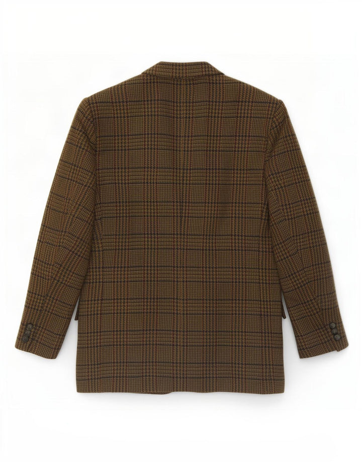 Jaqueta blazer masculina vintage com 2 botões IT 54 2XL lã cáqui Houndstooth