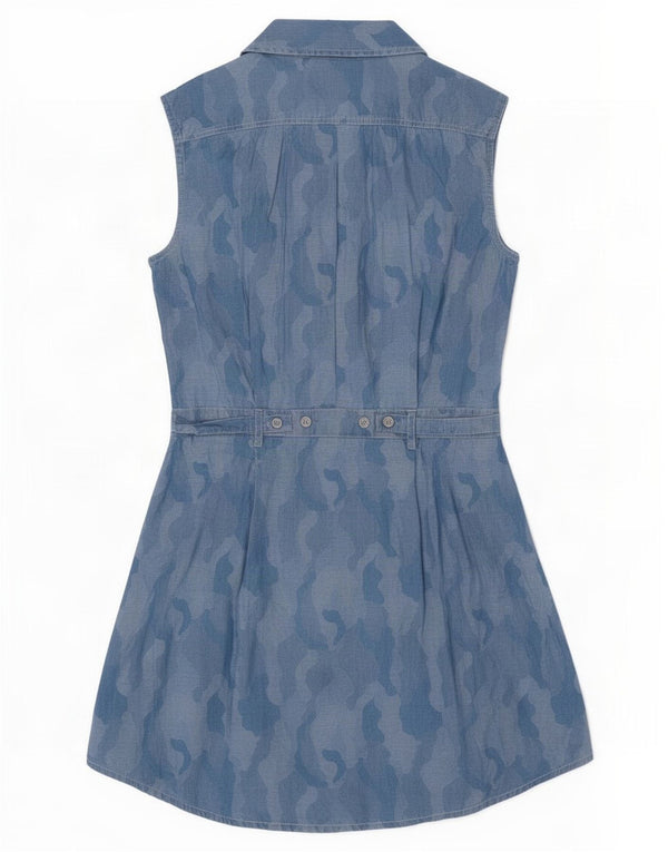 Abito camicia senza maniche da donna Calvin Klein UK 10 Small Blue Camouflage