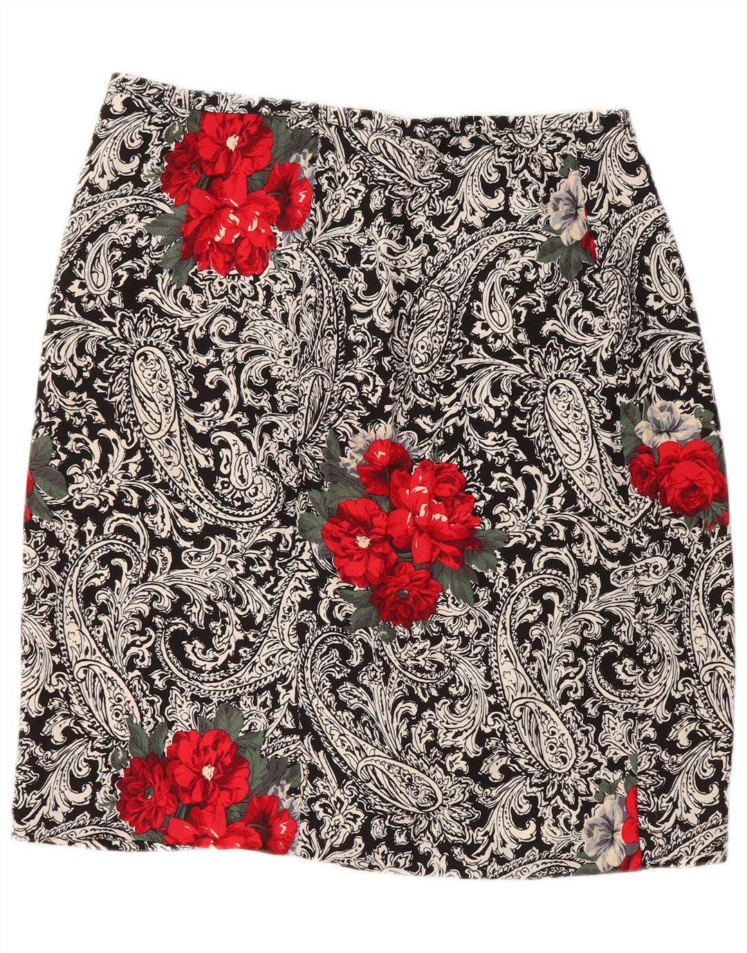 VINTAGE Womens Wrap Skirt W30 Medium Black Paisley
