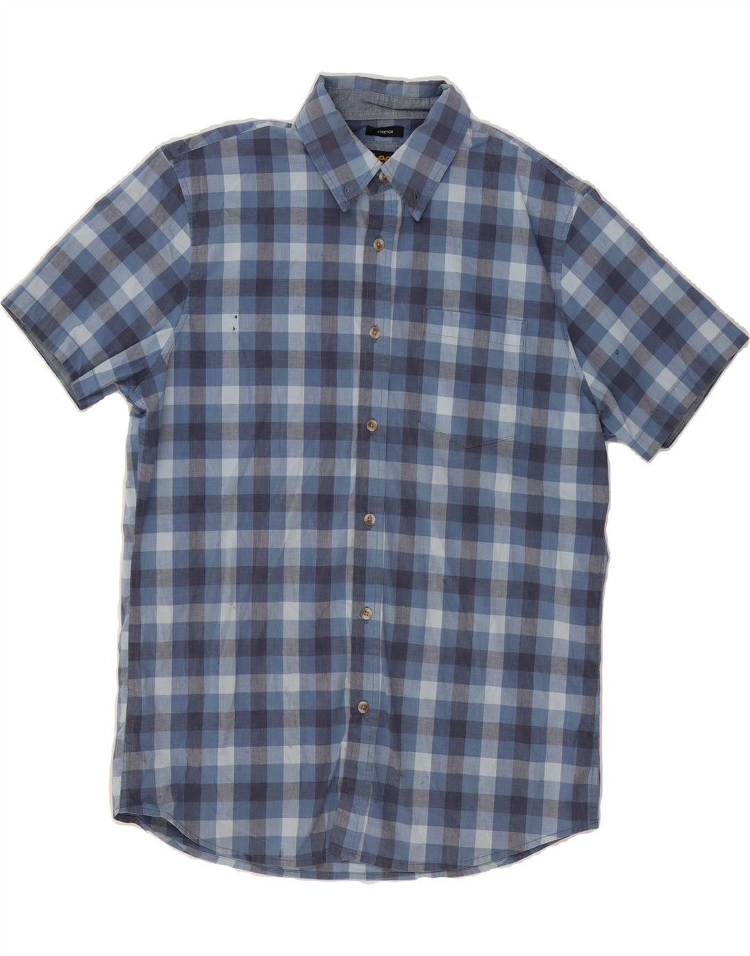 LEE Mens Stretch Regular Fit Short Sleeve Shirt Medium Blue Check Cotton Vintage Lee and Second-Hand Lee from Messina Hembry 