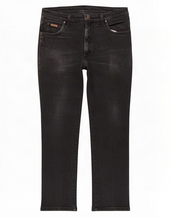 Wrangler Mens Texas Stretch Straight Jeans W38 L30 Black Cotton