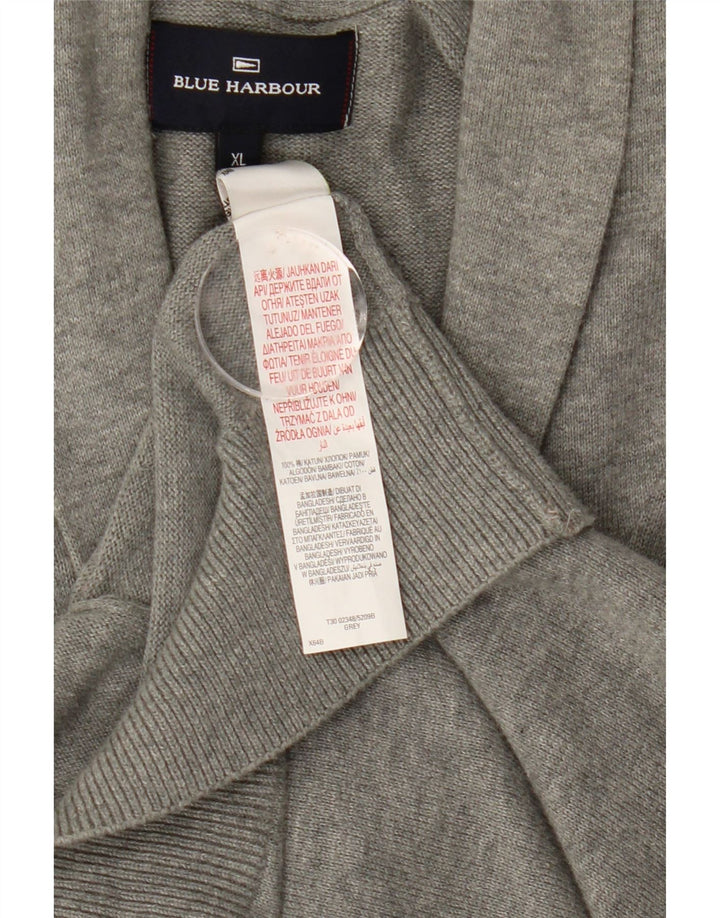 BLUE HARBOUR Mens Cardigan Sweater XL Grey Cotton Vintage Blue Harbour and Second-Hand Blue Harbour from Messina Hembry 