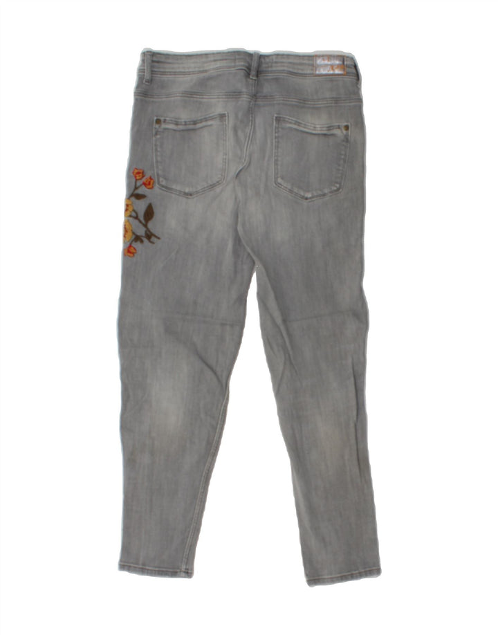 ZARA Womens Slim Jeans EU 38 Small W28 L25 Grey Floral Polyester Vintage Zara and Second-Hand Zara from Messina Hembry 