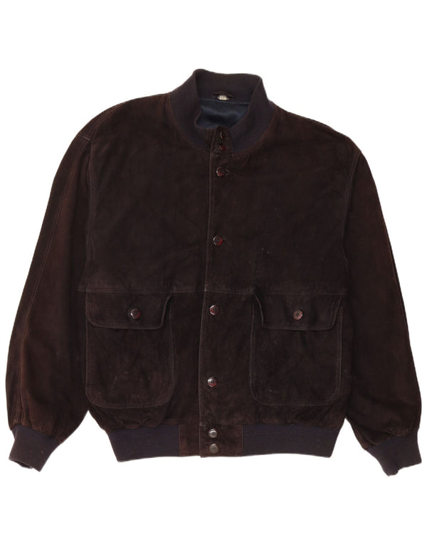 Vintage Herren Wildleder Bomberjacke IT 56 3XL Braunes Leder