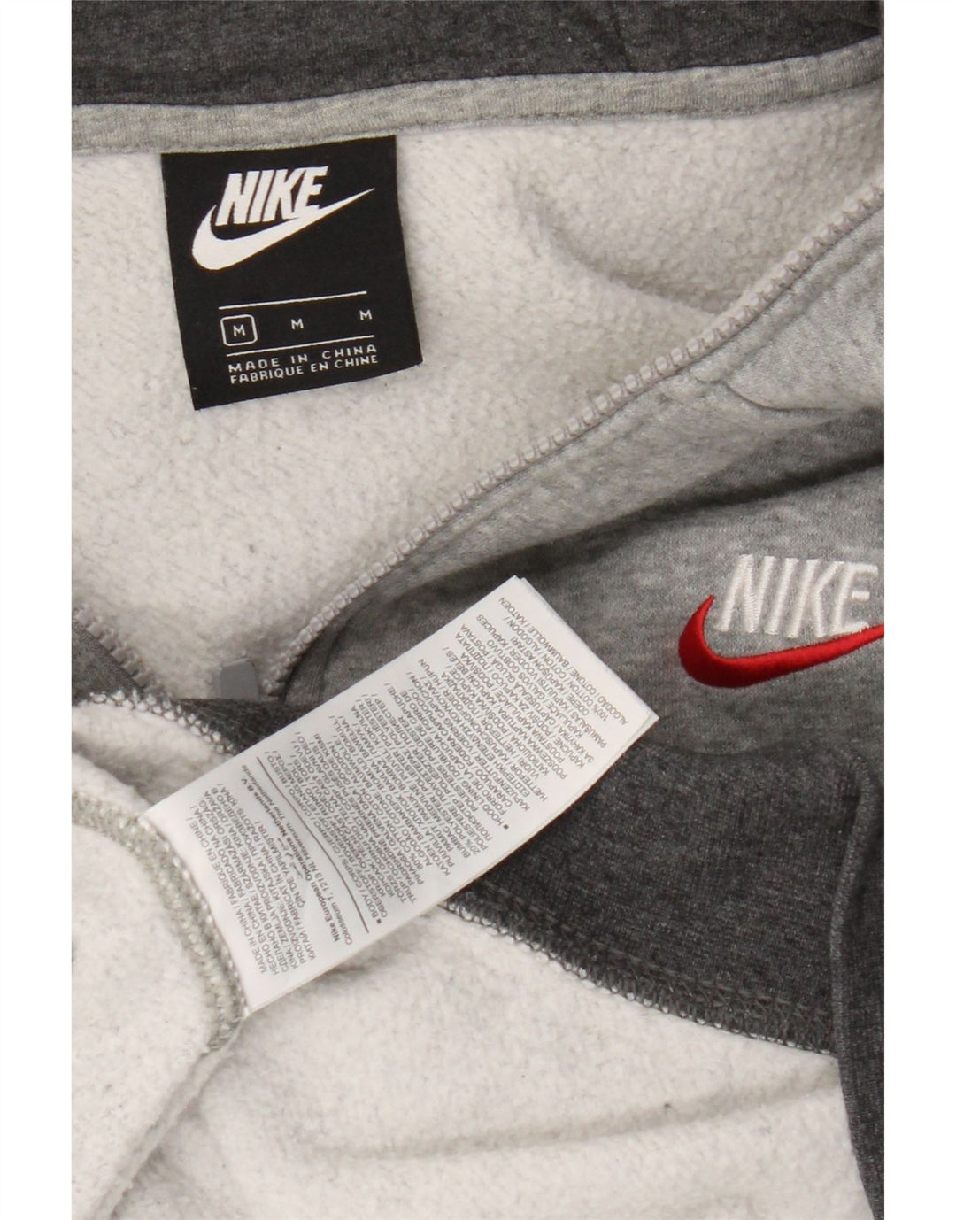 Nike Mens Zip Hoodie Sweater Medium Grey Flecked Cotton