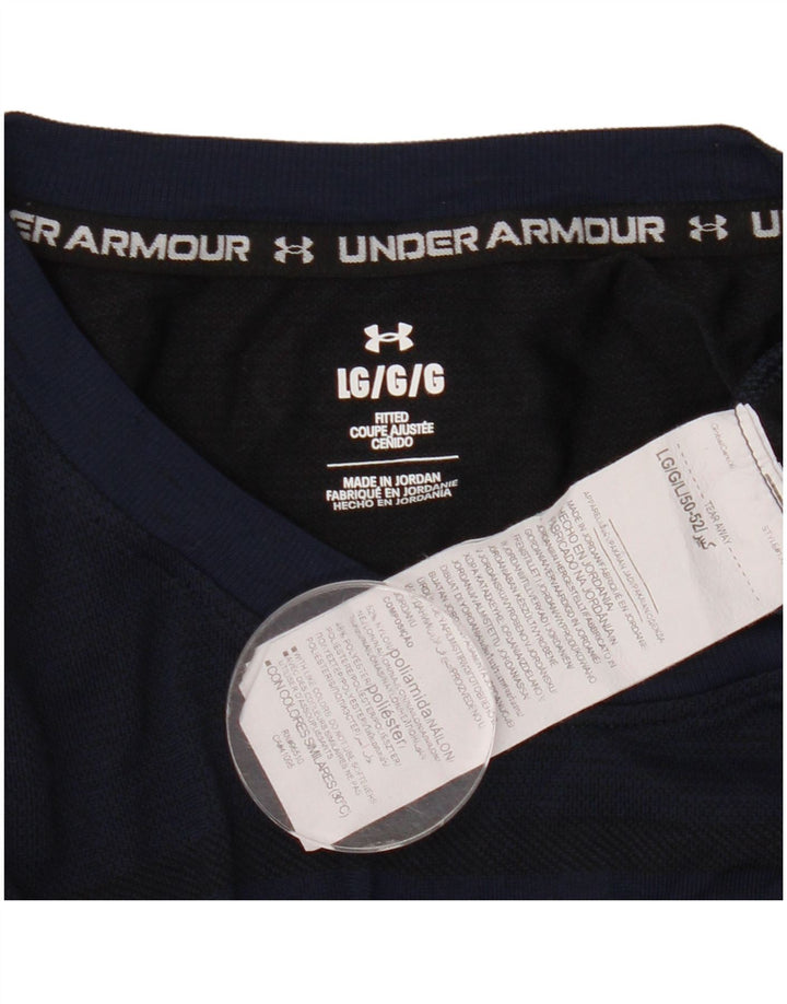 Under Armour Mens T-Shirt Top Large Navy Blue Nylon