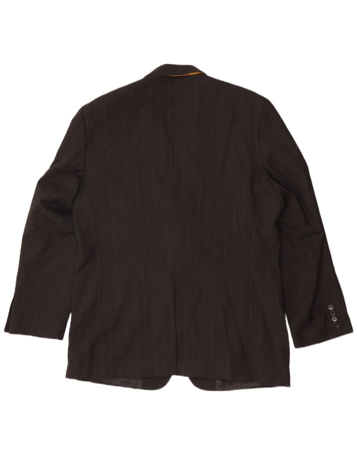 Kartel Mens 2 Button Blazer Jacket UK 44 2XL Black Pinstripe Polyester