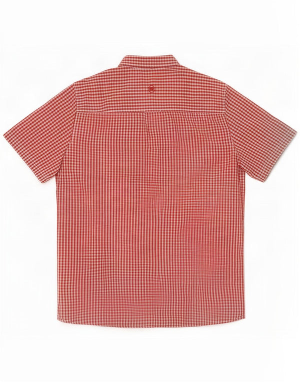Camisa masculina de manga curta Fat Face Classic Fit grande algodão vermelho guingão