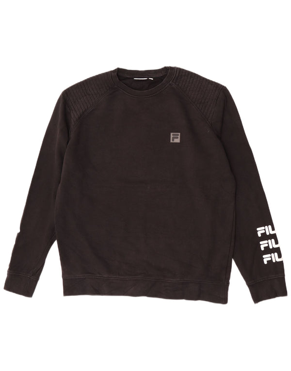 Fila Mens Graphic Regular Fit Sweatshirt Jumper Large Black Cotton