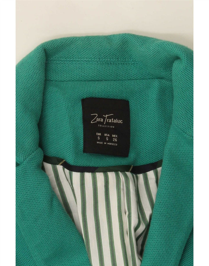 Zara Mujer Crop 2 Botones Blazer Chaqueta UK 10 Small Azul