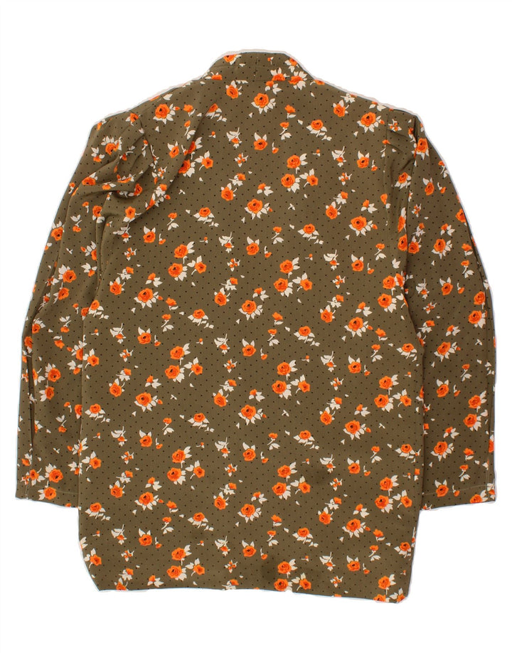 MICHEL AMBERS Womens 2 Piece Set UK 12 Medium Khaki Floral Polyester Vintage Michel Ambers and Second-Hand Michel Ambers from Messina Hembry 