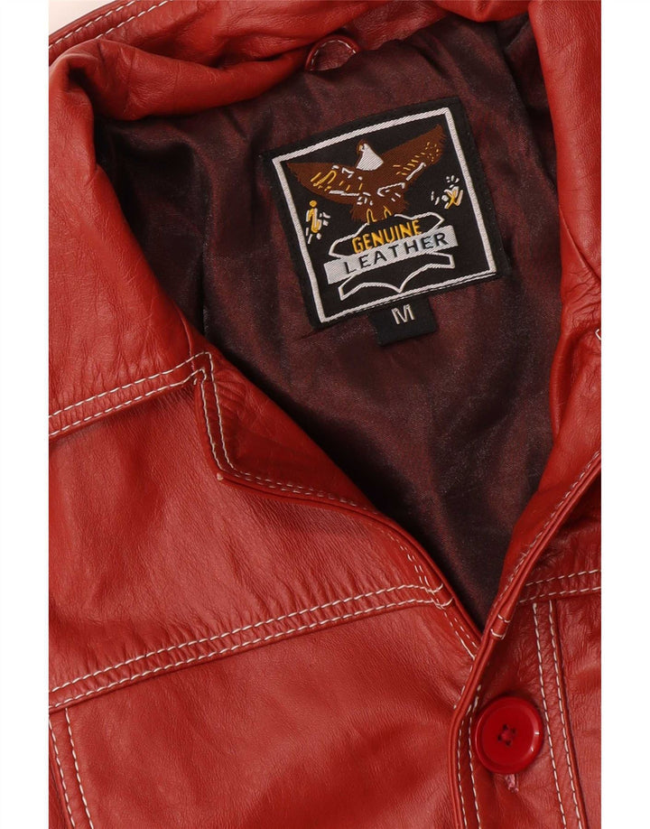Jaqueta de couro feminina vintage UK 38 vermelho médio