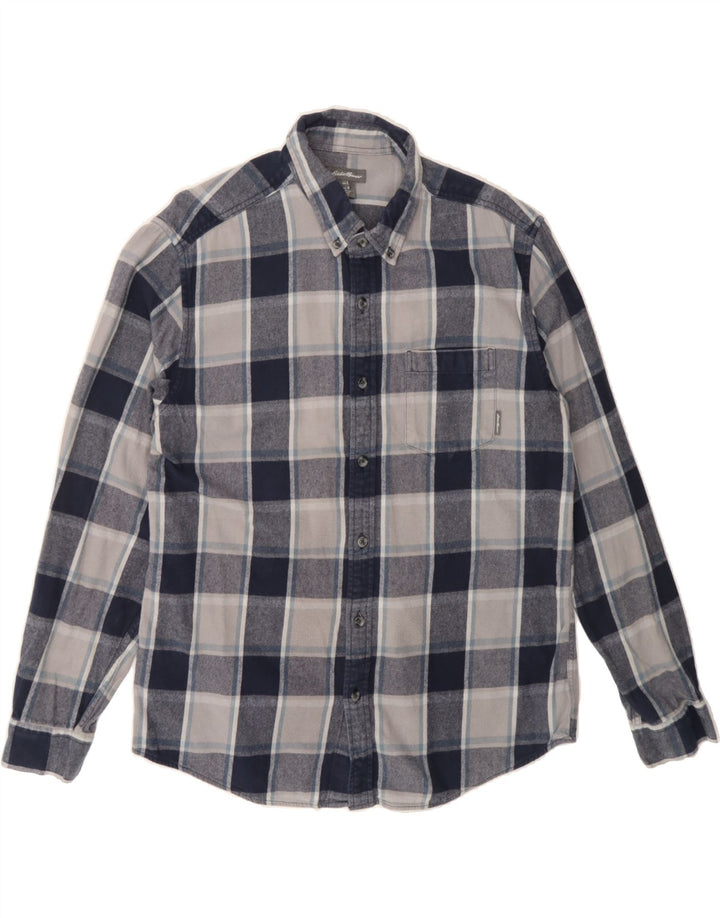 EDDIE BAUER Mens Flannel Shirt Large Navy Blue Check Polyester Vintage Eddie Bauer and Second-Hand Eddie Bauer from Messina Hembry 