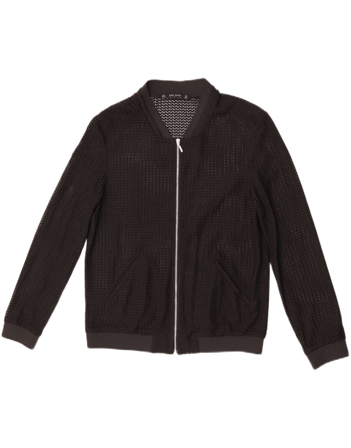 Zara Womens See throught Bomber Jacket UK 14 Medium Black