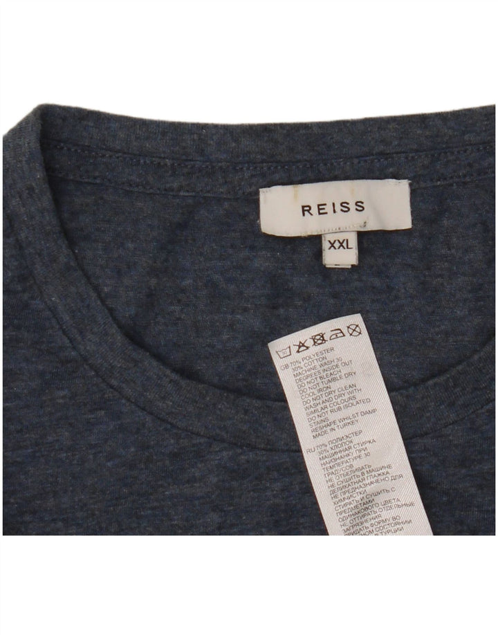 Reiss Mens T-Shirt Top 2XL Navy Blue Flecked Polyester