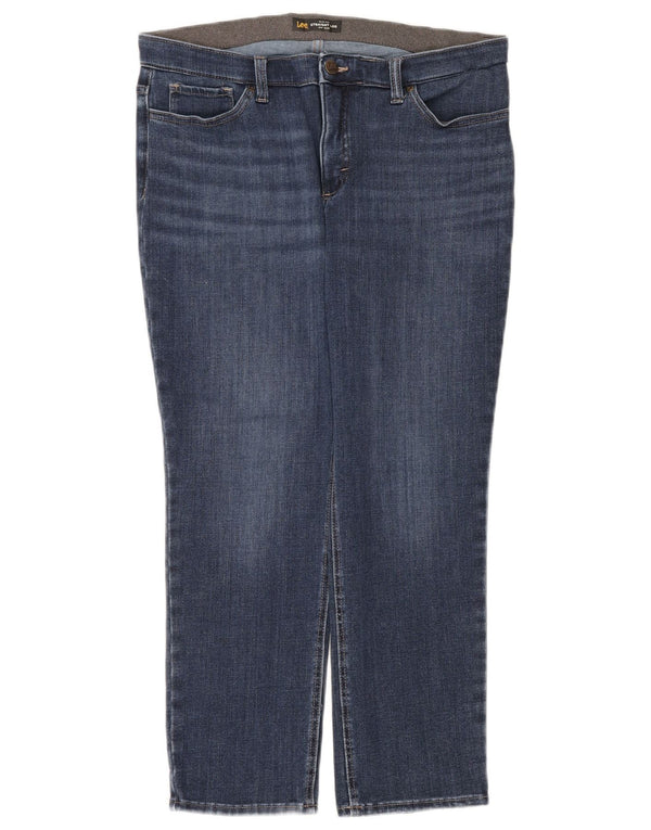 Lee Dame Mid Rise Slim Fit Straight Jeans US 14 XL W36 L26 Blå Bomuld