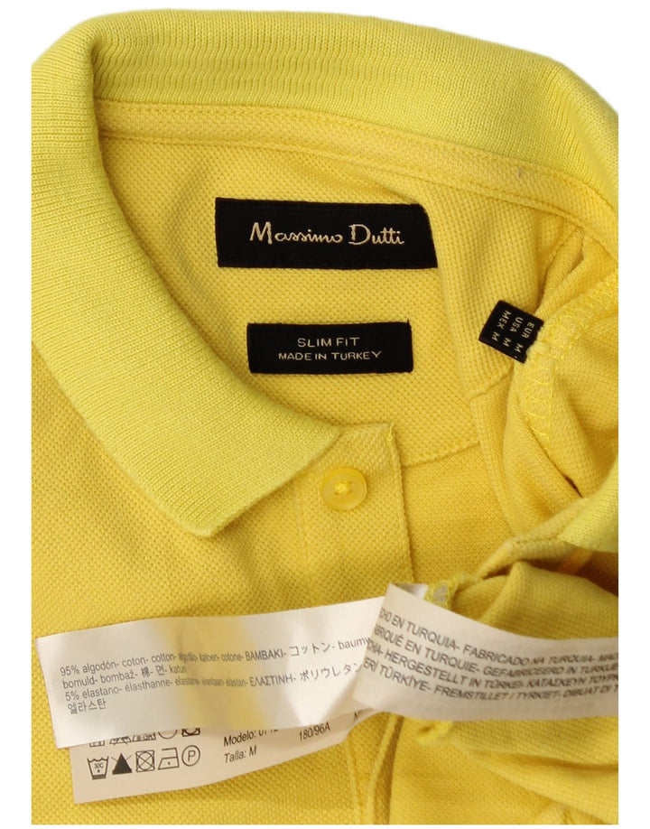 Massimo Dutti Herre Slim Fit Polo Shirt Medium Gul Bomuld