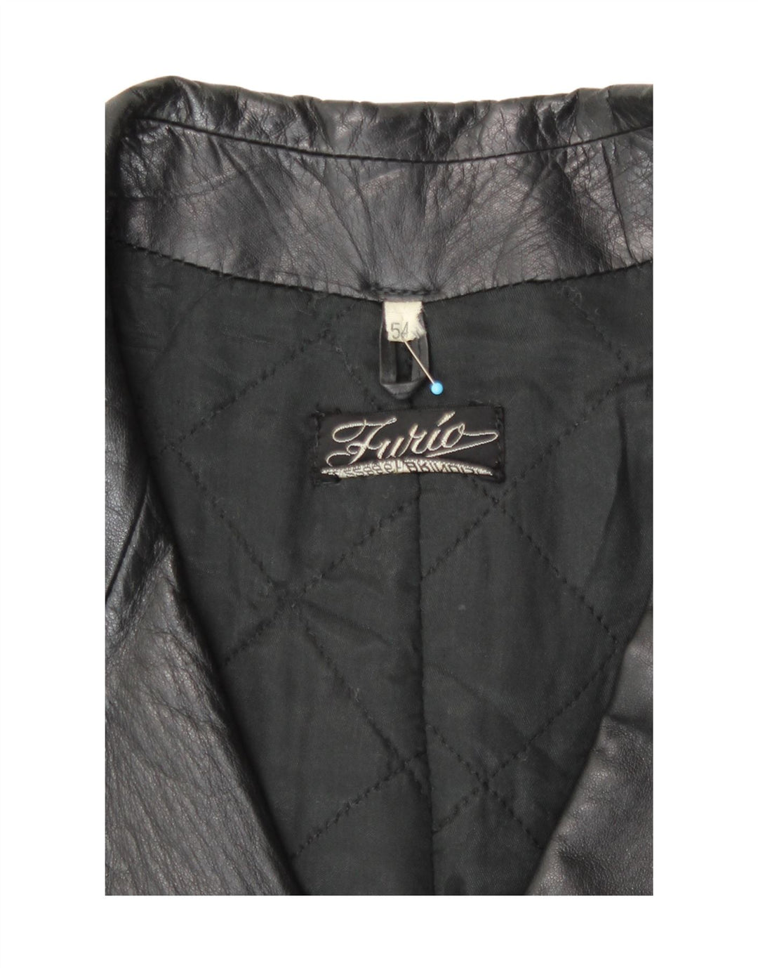 Vintage herre dobbeltradet læderfrakke IT 54 2XL Sort