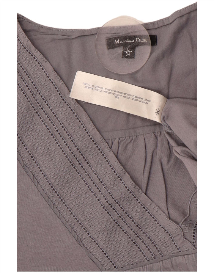 MASSIMO DUTTI Womens Blouse Top UK 14 Large Grey Cotton