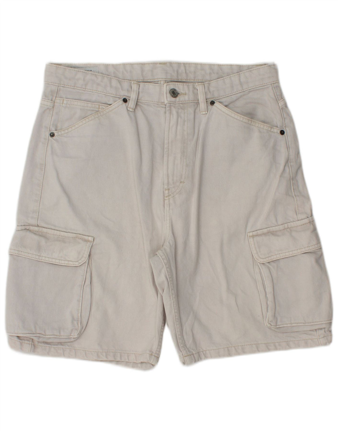Zara Herren Cargoshorts EU 44 Large W34 Weiße Baumwolle