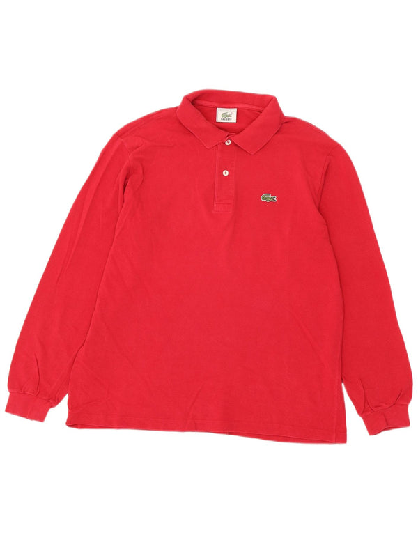 Мужская рубашка-поло с длинным рукавом Lacoste, размер 5, большая красная хлопковая рубашка