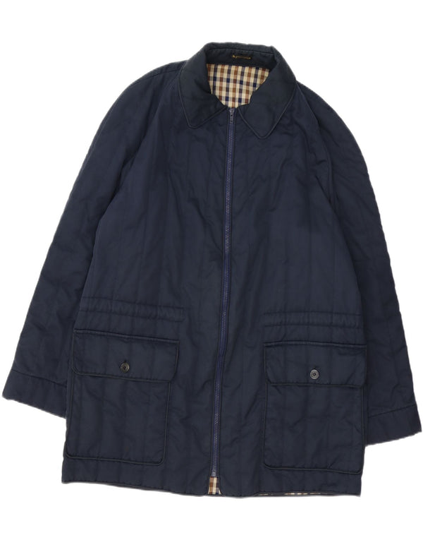 Aquascutum Mens Overcoat UK 40 Large Navy Blue