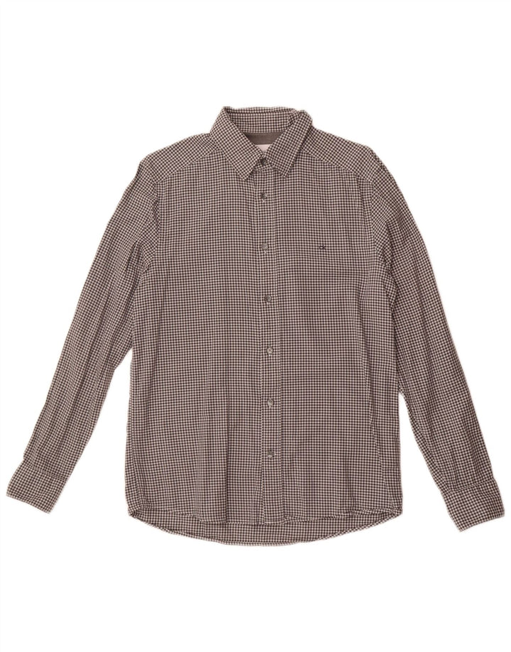 Calvin Klein Mens Shirt Small Grey Gingham Cotton