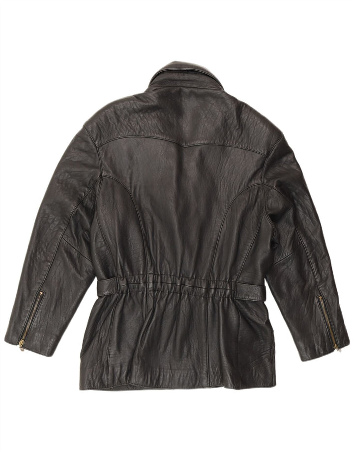 MADDOX Womens Leather Jacket IT 42 Medium Black Leather