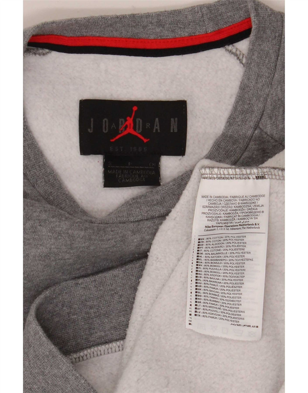 Jordan Mens Graphic Sweatshirt Jumper Small Grey Flecked Cotton