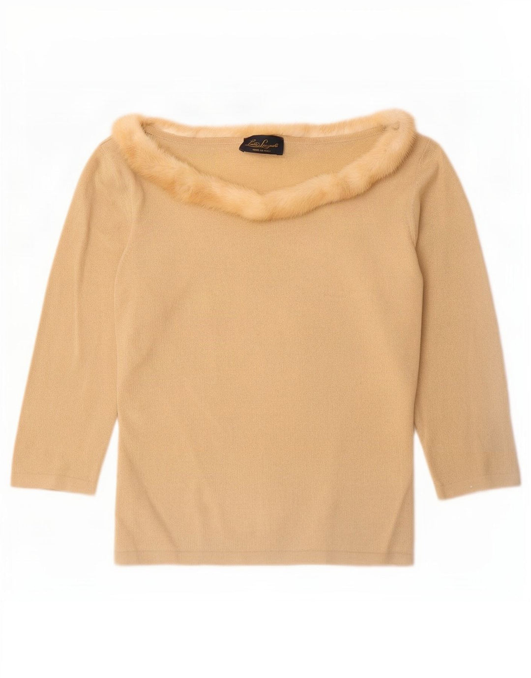 Luisa Spagnoli Top da donna manica 3/4 UK 12 Beige medio Lana