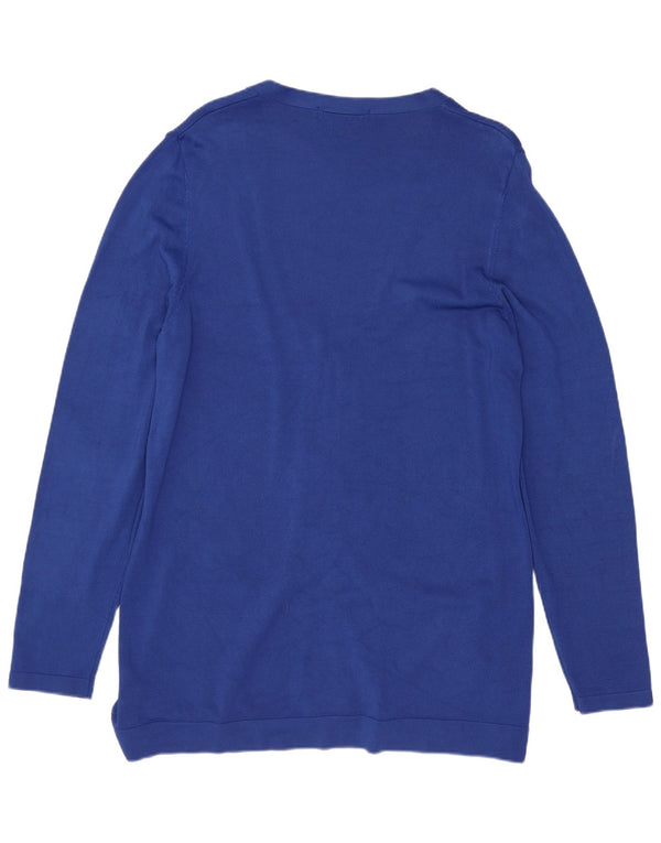 Marks & Spencer Pull Cardigan pour Femme UK 14 Grand Lin Bleu