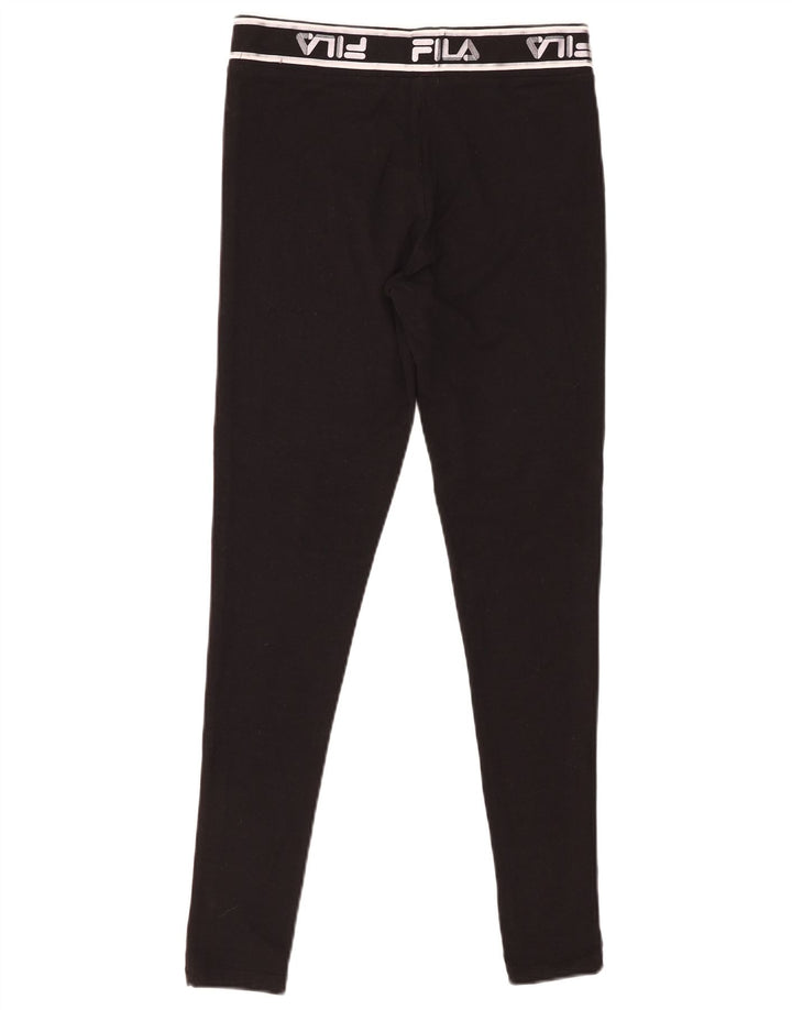FILA Womens Graphic Leggings UK 12 Medium  Black